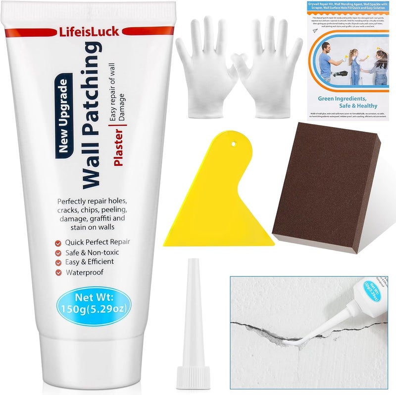 LifeisLuck Wall Mending Agent, Wall Spackle with Scraper, Wall Surface Hole Fill Quick and Easy Solution, White - Image 1
